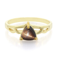Anello placcato in oro con Occhio di Tigre Rosso