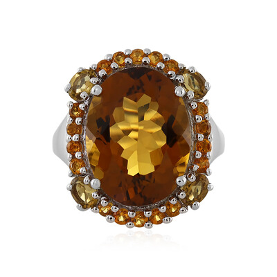 Anello in argento con Quarzo Cognac
