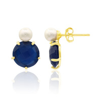 Orecchini in argento con Calcedonio Blu
