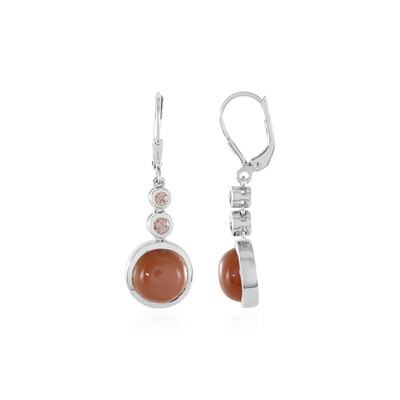 Orecchini in argento con Pietra di Luna Cioccolato (KM by Juwelo)