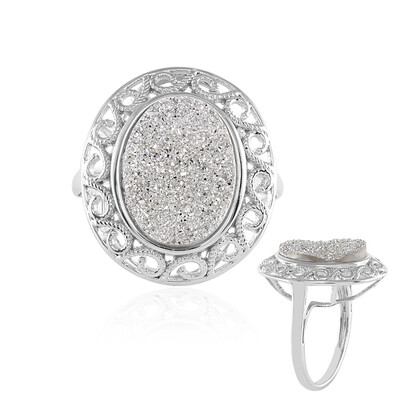 Anello in argento con Agata Glitter Argentata