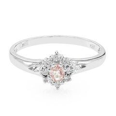 Anello placcato in platino con Zaffiro Padparadscha