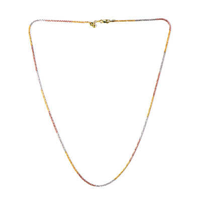 Catenina ad intreccio regolabile con cursore in argento tre colori - 45,72 cm - 6,1 g