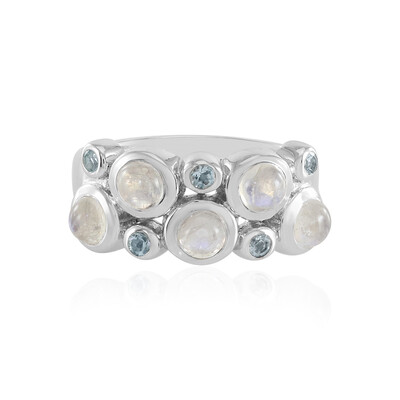 Anello in argento con Pietra di Luna Arcobaleno (KM by Juwelo)