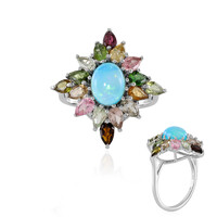 Anello in argento con Opale Blu dell'Etiopia