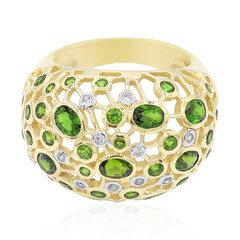 Anello in oro con Diopside Russo
