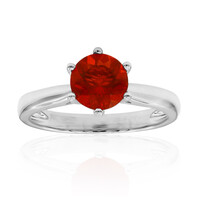 Anello in platino con Opale di Fuoco Messicano