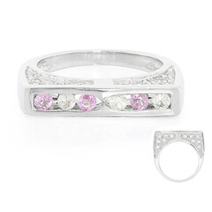 Anello da uomo in argento con Zaffiro Rosa Ceylon e Zaffiro Bianco