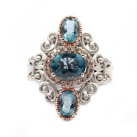 Anello in argento con Fluorite Blu Caraibico  (Dallas Prince Designs)