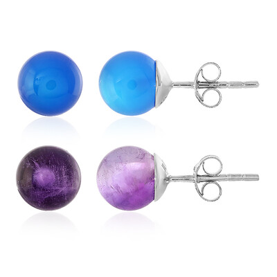 Orecchini in argento con Onice Blu