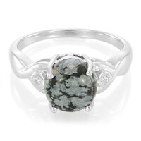 Anello in argento con Ossidiana Fiocco di Neve