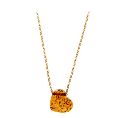 Collana in argento con Ambra Baltica Cognac (dagen)