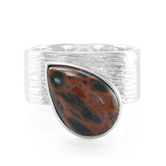 Anello in argento con Ossidiana Mogano