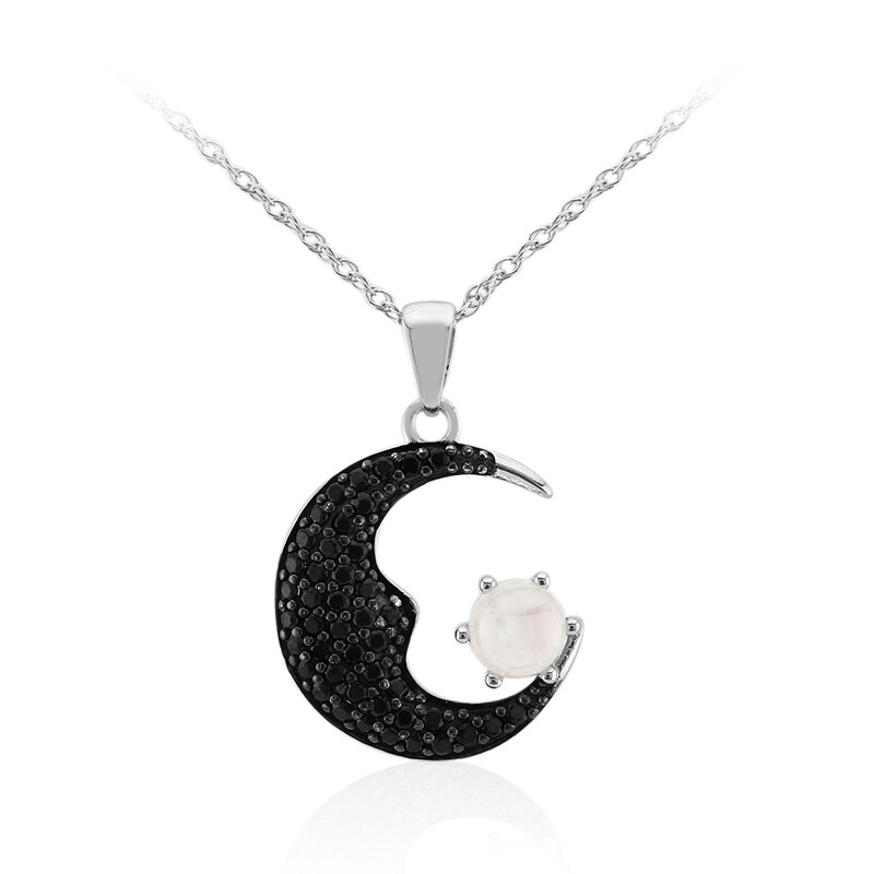 Collana in pietra di luna verde indiana e smeraldo placcato oro rosa, 7,73 carati