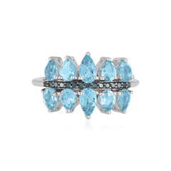 Anello in argento con Topazio Blu Svizzero