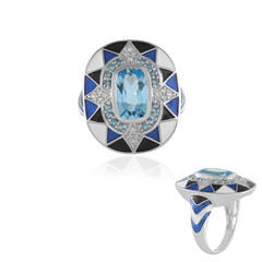 Anello in argento con Topazio Blu Svizzero (Adela Silber)
