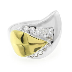 Anello placcato in oro con Topazio Bianco