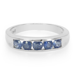 Anello da uomo placcato in platino con Zaffiro Kanchanaburi