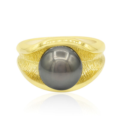 Anello placcato in oro con Perla Tahitiana (TPC)