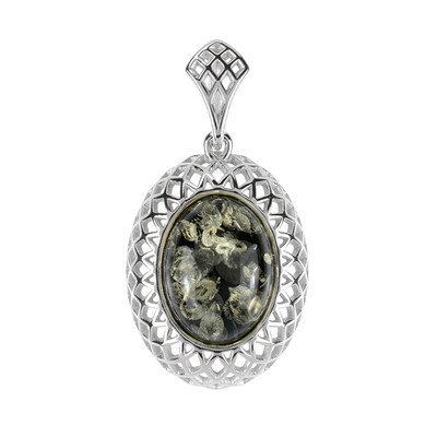 Ciondolo in argento con Ambra Verde (dagen)