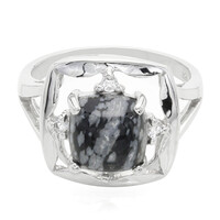 Anello in argento con Ossidiana Fiocco di Neve
