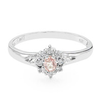 Anello placcato in platino con Zaffiro Padparadscha