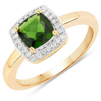 Anello in oro con Diopside Russo