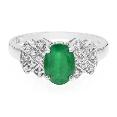 Anello placcato in platino con Smeraldo Bahia