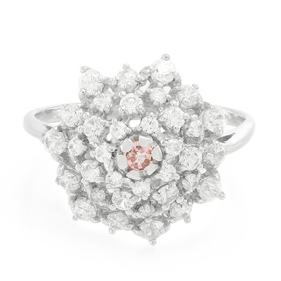 Anello placcato in platino con Zaffiro Padparadscha