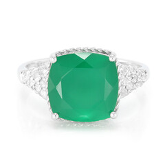 Anello in argento con Calcedonio Verde