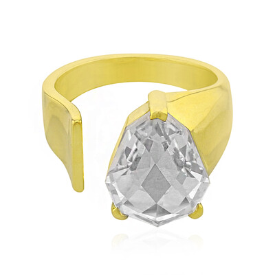 Anello placcato in oro con Quarzo Bianco (TPC)