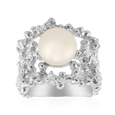 Anello in argento con Perla d'Acqua Dolce Bianca (TPC)