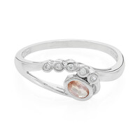 Anello placcato in platino con Zaffiro Padparadscha