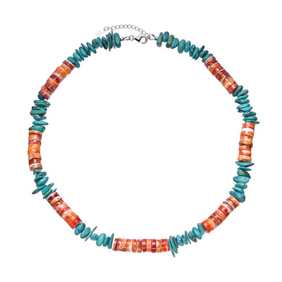 Collana in argento con Conchiglia di Ostrica Spinosa Arancione