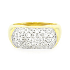 Anello placcato in oro con Topazio Bianco