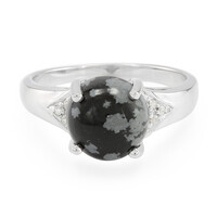 Anello in argento con Ossidiana Fiocco di Neve