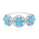 Anello placcato in platino con Apatite Blu Neon