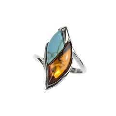 Anello in argento con Ambra Baltica