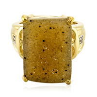 Anello placcato in oro con Agata Glitter