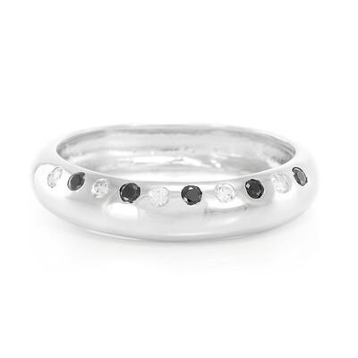 Anello in argento con Zaffiro Bianco e Spinello Nero