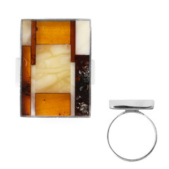 Anello in argento con Ambra Baltica