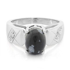 Anello in argento con Ossidiana Fiocco di Neve