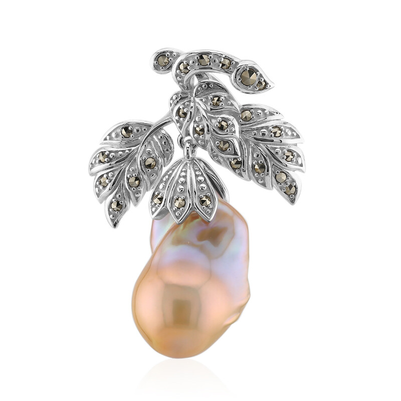MATERIA Ciondolo Donna In Argento 925 Rodiato Con Perla D'Acqua Dolce 6mm - Elegante Con Catena, Regalo In Scatola Gioielli