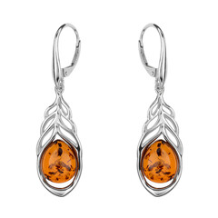 Orecchini in argento con Ambra Baltica Cognac