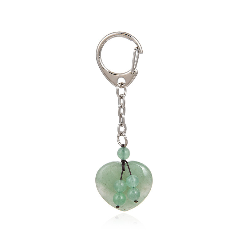 Orecchini Pendenti A Sfera Rotonda Con Cuore In Avventurina Verde Naturale – Lunghi 55mm, Fatti A Mano