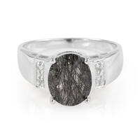 Anello da uomo in argento con Quarzo Rutilato Nero