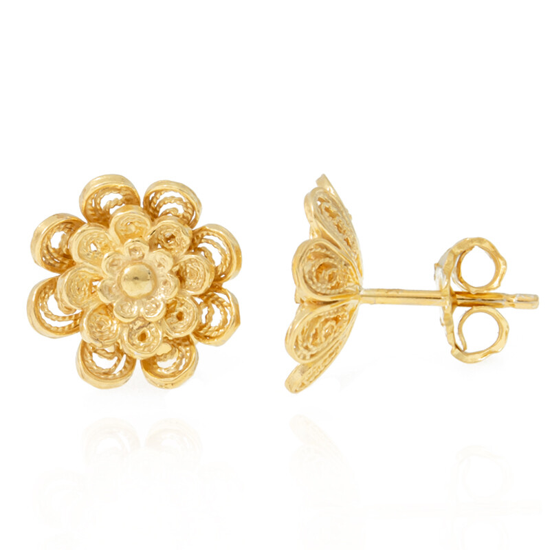 Orecchini floreali in argento 925 placcato oro, 2,9 g