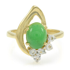 Anello placcato in oro con Crisoprasio Imperiale