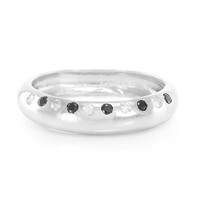 Anello in argento con Zaffiro Bianco e Spinello Nero