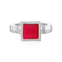 Anello in argento con Calcedonio Lampone